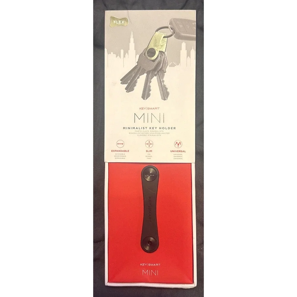 NEW KeySmart Mini Flex Minimalist Key Holder Black Expandable Compact Organizer